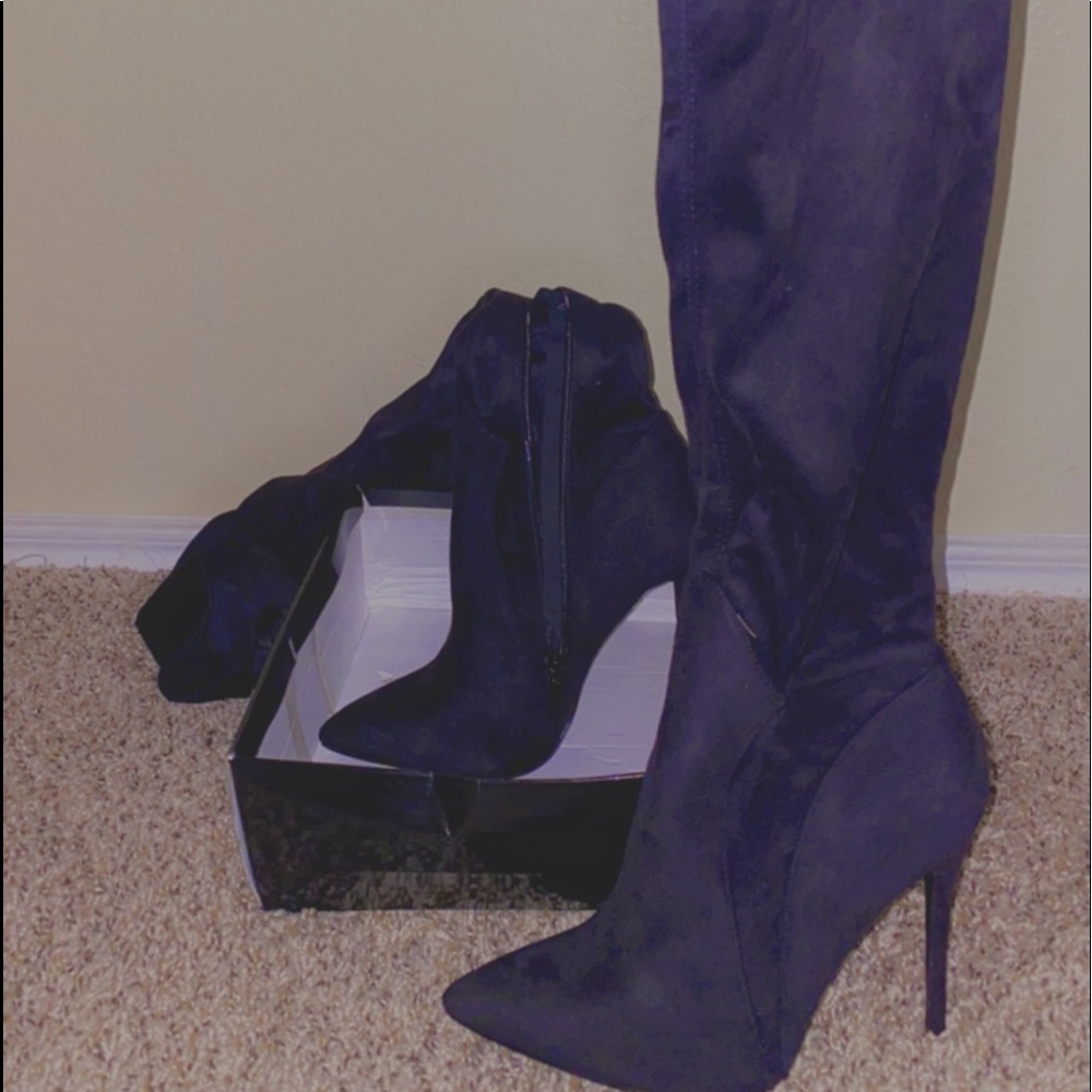 high knee heel boots